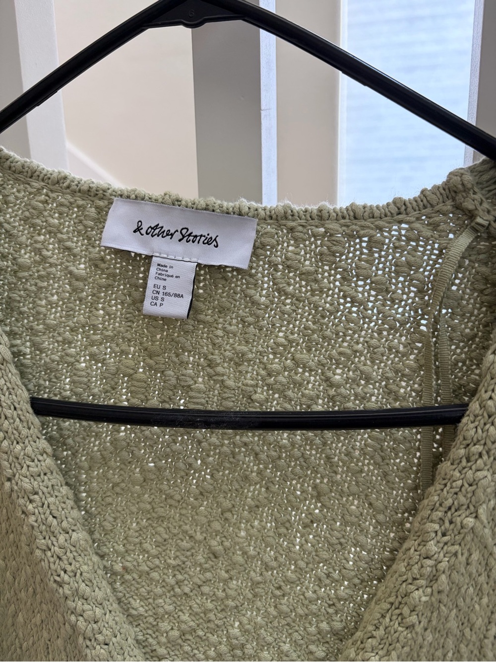 & Other Stories Light Sage Bouclé V-Neck Button Cardigan - Picture 4 of 7